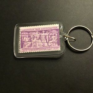 American Bar Association Keychain - Upcycled Recycled Postage Stamp Key Chain